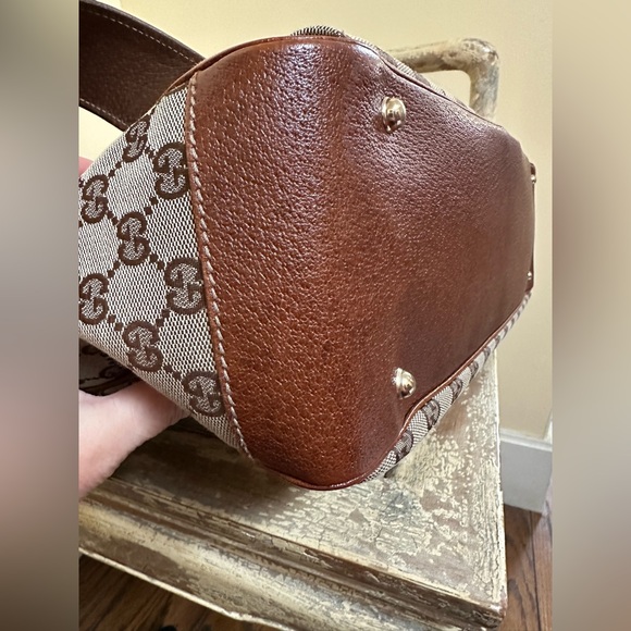 Gucci Logo Bamboo Shopper Tote w/ Shoulder Strap - Picture 12 of 14